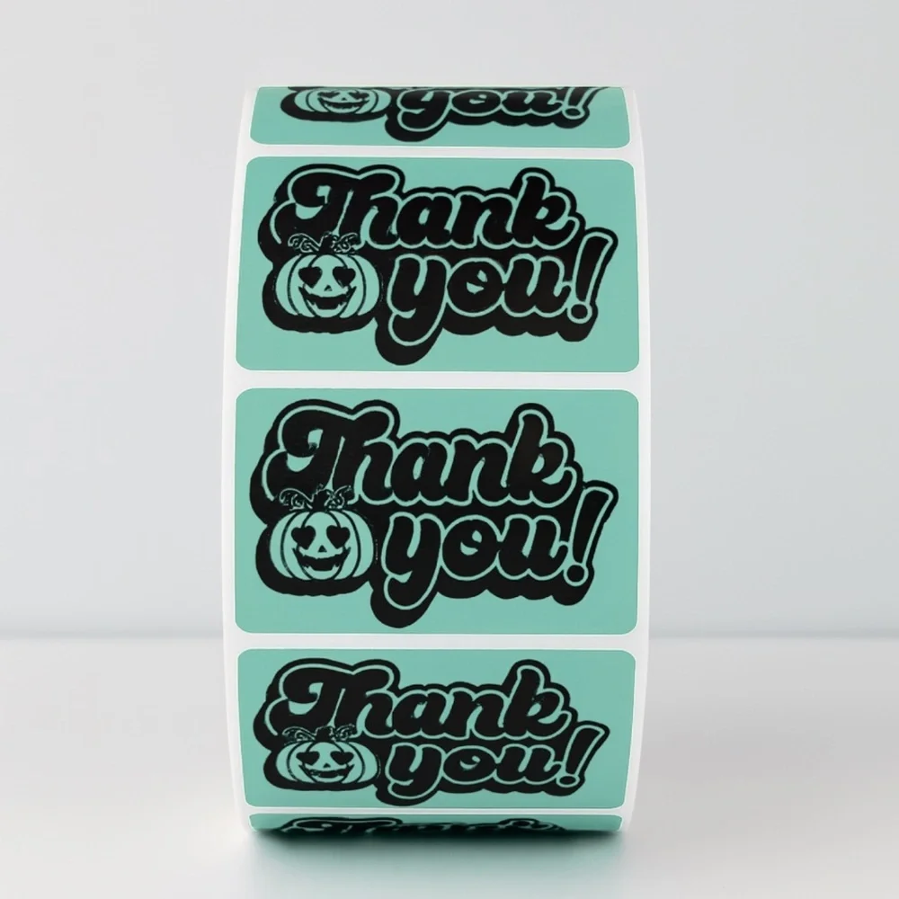 Halloween Thank You Stickers | Pumpkin Labels for Fall Packaging & Gifts